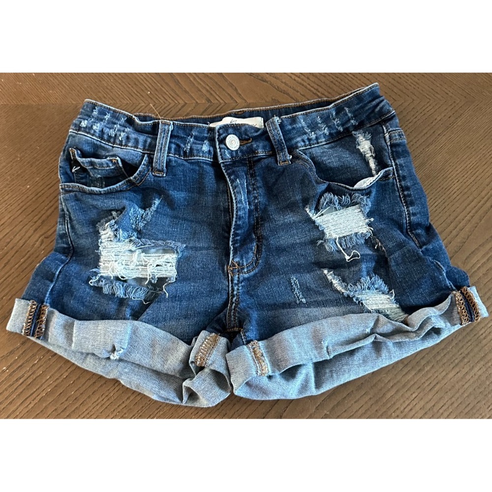 KanCan Denim Shorts‎ Women's Blue Cutoffs Distressed Y2K Beachy Size 7 / 27